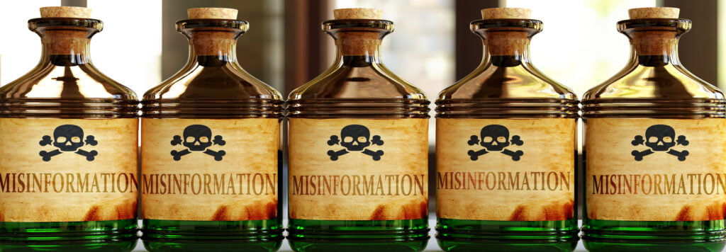 Jars of poison labeled as Misinformation